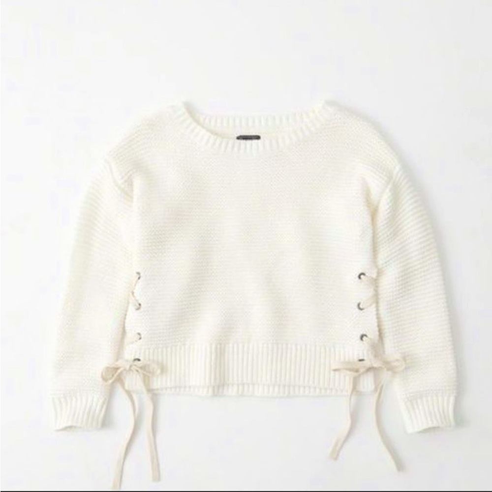 Abercrombie and Fitch white lace up sides sweater